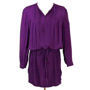 Diane Von Furstenberg Women’s 10 Purple Rayon Tunic Dress Waist Tie Mini